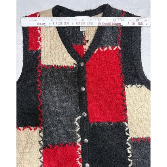 Christopher & Banks XL Patchwork Knit Vest Hand Embroidered Mohair Blend Women's - Picture 4 of 10
